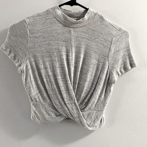 Heather gray high neck women’s crop top